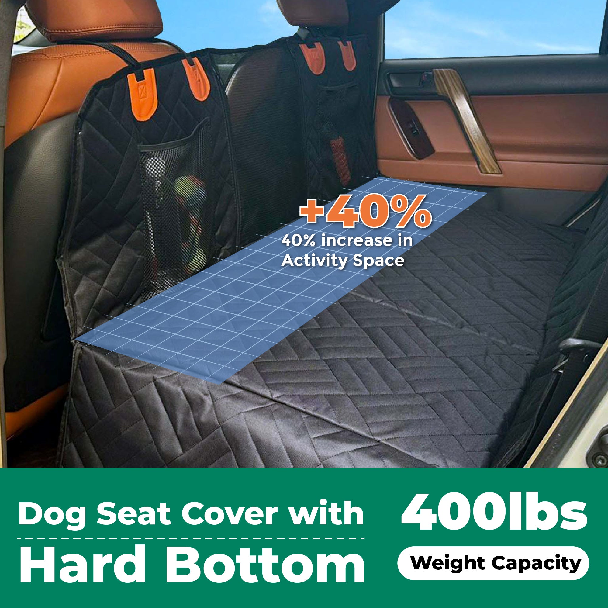 Made In USA Waterproof Pet Car Seat Cover Extended Back Seat